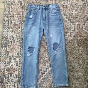 light wash high waisted jeans
